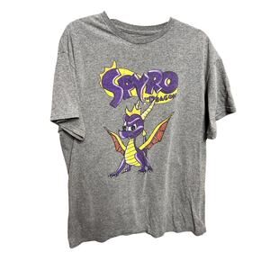 Spyro the Dragon T-shirt Sony Playstation Large Grey Graphic Video Game Tee VTG